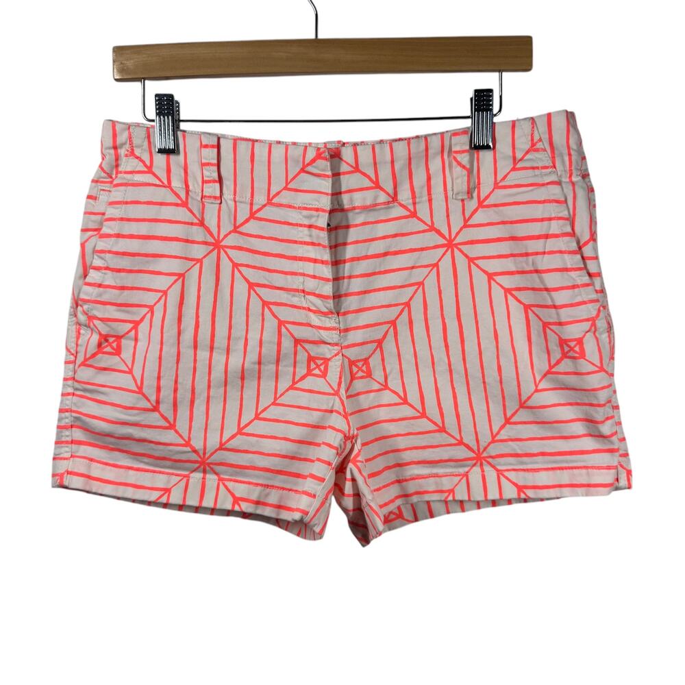 Vineyard Vines Shorts Women 10 White Orange Canopy Geo Every Day Preppy Spring